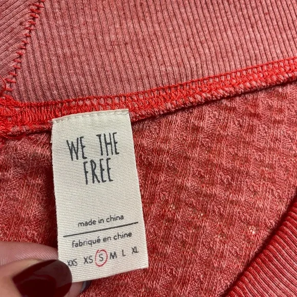 Free‎ People Southside Thermal Waffle Long Sleeve Top S - Picture 5 of 5